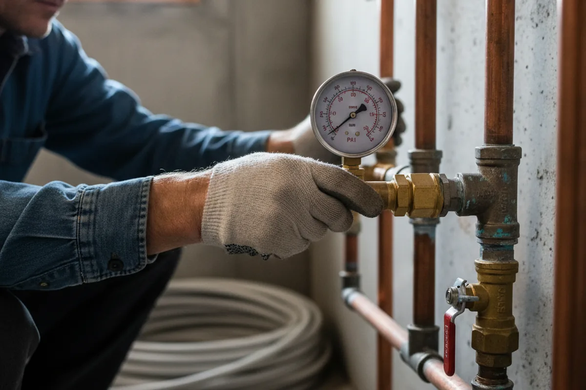 Pressure testing a repaired line during Water Line Repair in Agra
